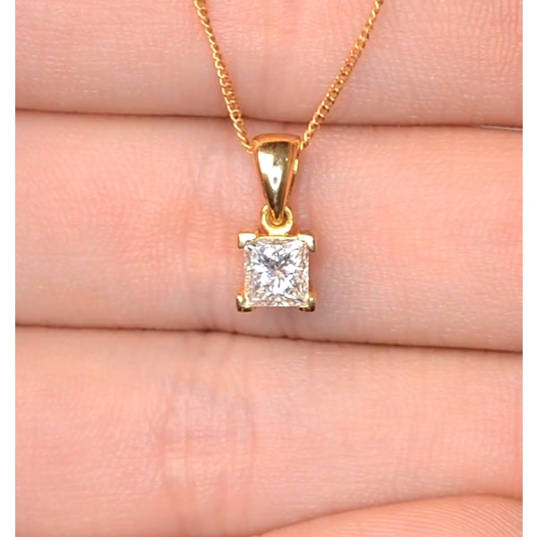 18K Gold Princess Cut Diamond Pendant Necklace 0.50CT G/VS - Image 3