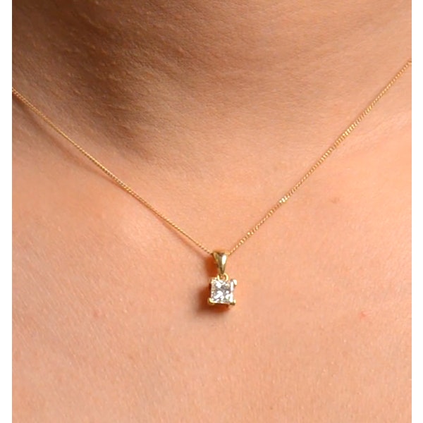 18K Gold Princess Cut Diamond Pendant Necklace 0.50CT G/VS - Image 2