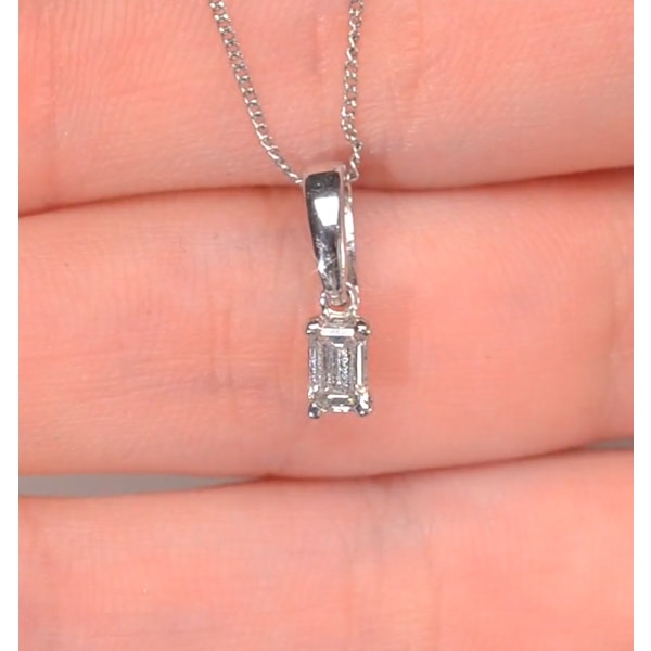 Alice Emerald Cut 18K White Gold Diamond Pendant Necklace 0.25CT G/VS - Image 3