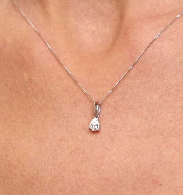 Kiara Diamond Pear Shape Solitaire Necklaces The Diamond Store