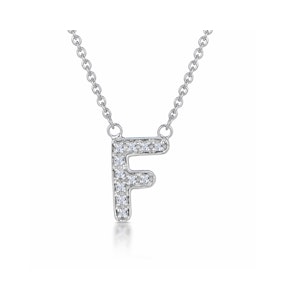 Initial 'F' Necklace Lab Diamond Encrusted Pave Set in 925 Sterling Silver