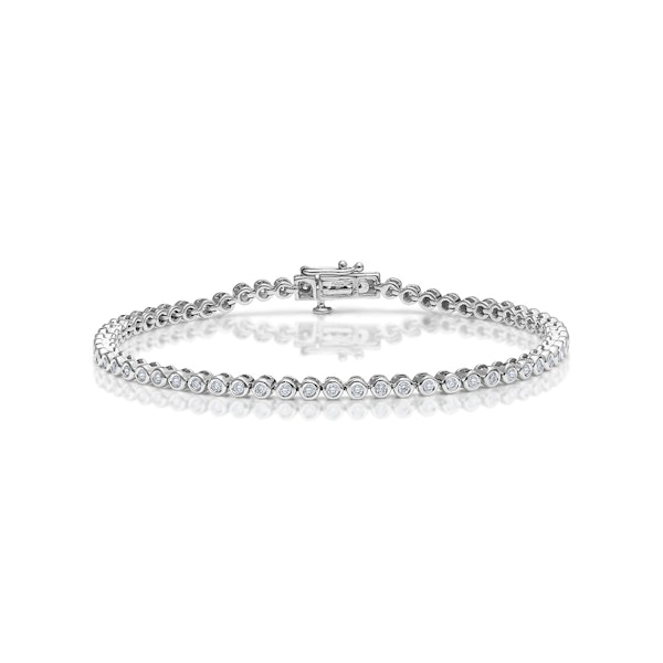 1ct Lab Diamond Tennis Bracelet Rub Over Style in 9K White Gold - Image 1