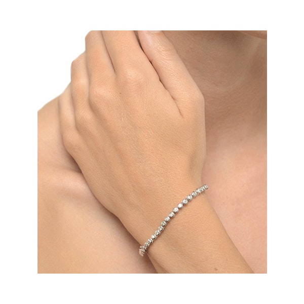 1ct Lab Diamond Tennis Bracelet Rub Over Style in 9K White Gold - Image 2