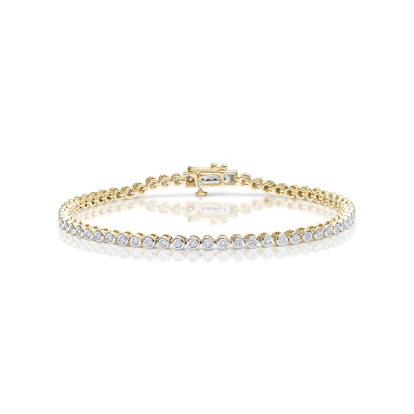 1ct Lab Diamond Tennis Bracelet Rub Over Style in 18K Gold Vermeil - Image 1