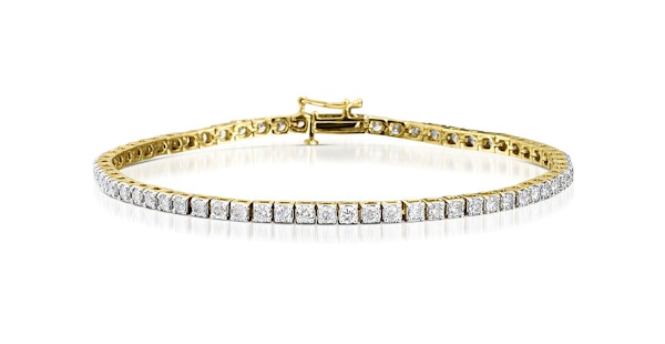 4ct Lab Diamond Tennis Bracelet Claw Set in 9K Yellow Gold F/VS - Image 1