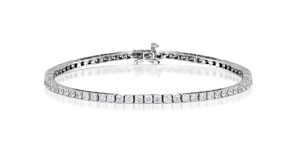 4ct Lab Diamond Tennis Bracelet Claw Set in 9K White Gold F/VS - Image 1