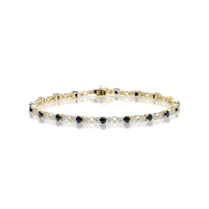 9K Gold Diamond and Sapphire Claw Set Link Bracelet
