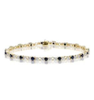 9K Gold Diamond and Sapphire Claw Set Link Bracelet