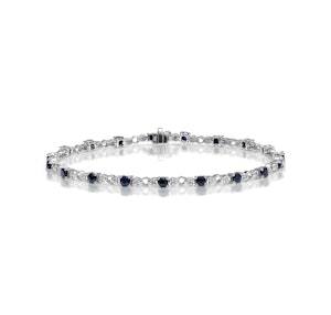 Sapphire and Lab Diamond Tennis Bracelet Claw Set in 925 Silver