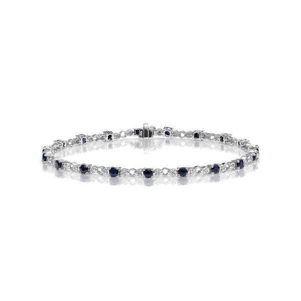Sapphire and Lab Diamond Tennis Bracelet Claw Set in 925 Silver - Image 1
