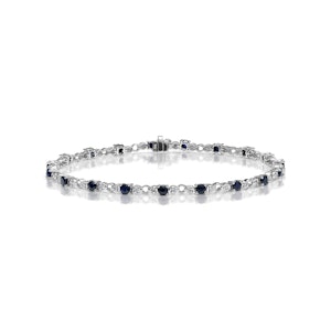Sapphire and Lab Diamond Tennis Bracelet Claw Set in 925 Silver