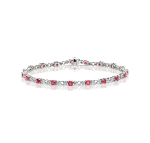 Ruby and Lab Diamond Tennis Bracelet Claw Set in 925 Silver