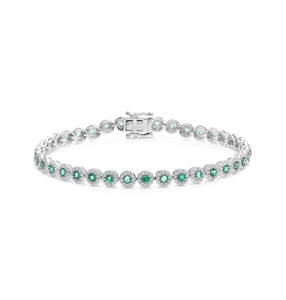 1.11ct Emerald and 1ct Diamond Stellato Bracelet in 9K White Gold