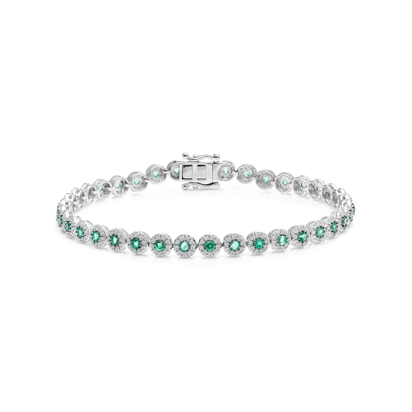 1.11ct Emerald and 1ct Diamond Stellato Bracelet in 9K White Gold - Image 1