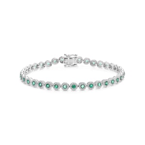 1.11ct Emerald and 1ct Diamond Stellato Bracelet in 9K White Gold