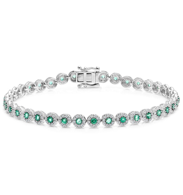 1.11ct Emerald and 1ct Diamond Stellato Bracelet in 9K White Gold - image 1