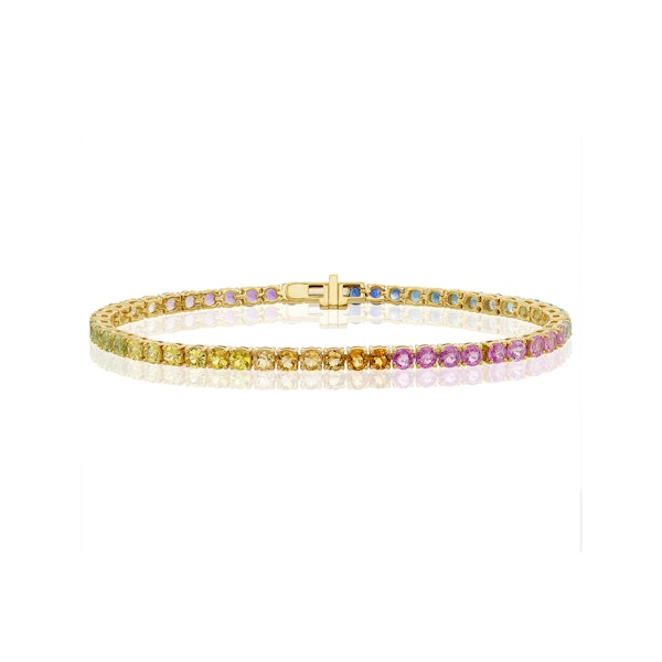 Rainbow Gem Stones Bracelet 10ct Set in 9K Yellow Gold - Image 1