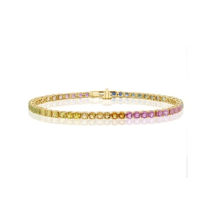 Rainbow Gem Stones Bracelet 10ct Set in 9K Yellow Gold