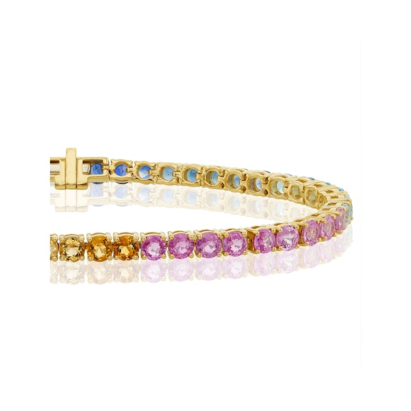 Rainbow Gem Stones Bracelet 10ct Set in 9K Yellow Gold - Image 3