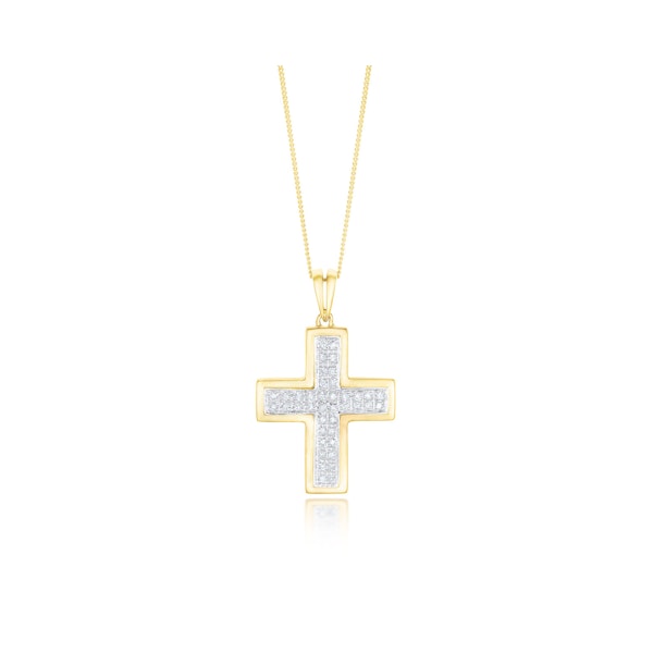 0.26ct Diamond Pave Cross Necklace in 9K Gold - Image 1