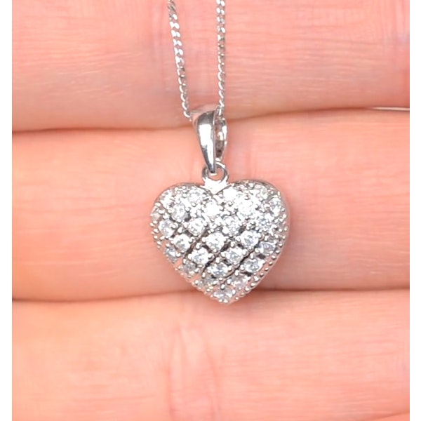 Diamond 0.47ct Heart Pendant Necklace 9K White Gold - Image 3
