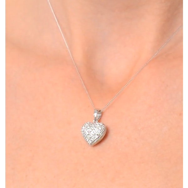 Diamond 0.47ct Heart Pendant Necklace 9K White Gold - Image 4
