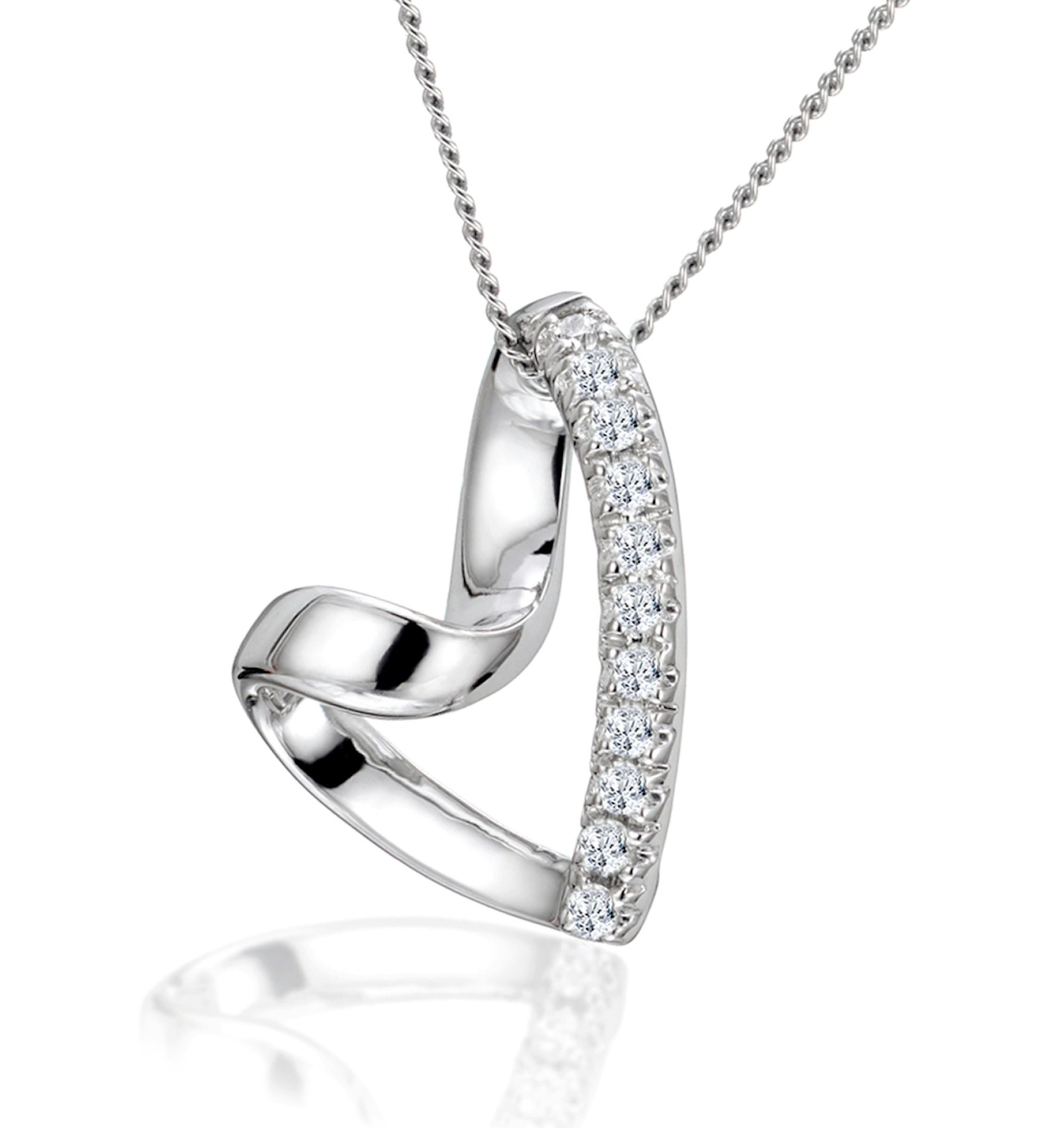 Lab Diamond Heart Pendant Necklace 0.10ct H/SI in 925 Silver Item NDG3588U