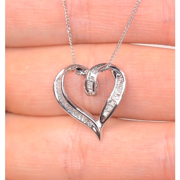 Heart Pendant Necklace 0.33ct Diamond 9K White Gold - Image 3