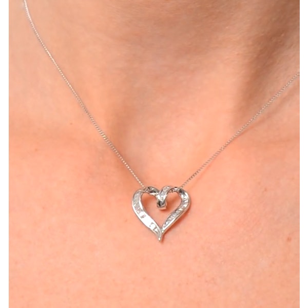 Heart Pendant Necklace 0.33ct Diamond 9K White Gold - Image 2