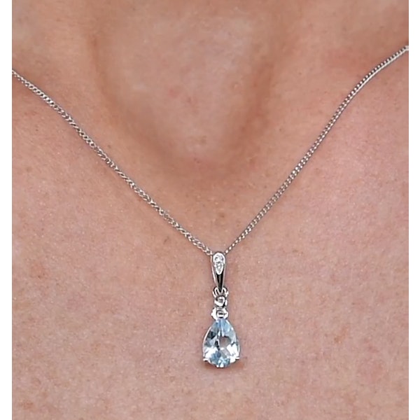 Stellato Collection Blue Topaz Diamond Necklace in 9K White Gold - Image 3