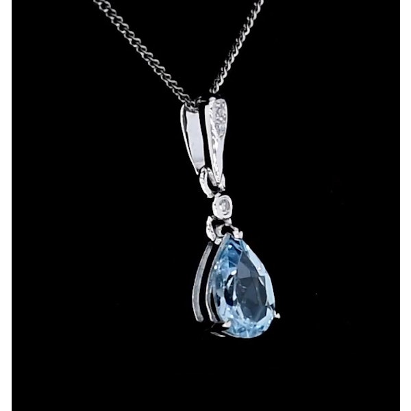Stellato Collection Blue Topaz Diamond Necklace in 9K White Gold - Image 4