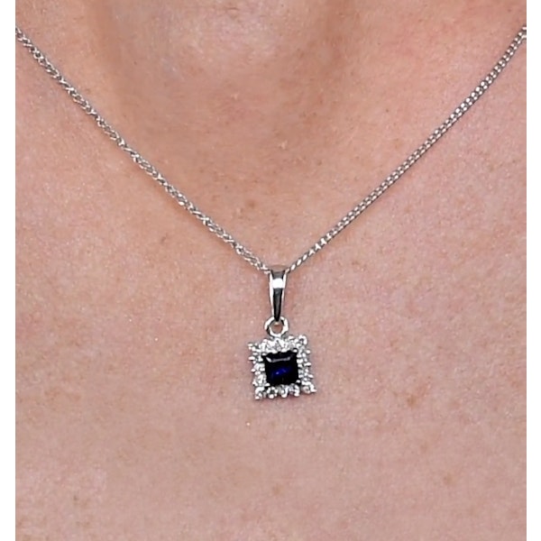 Stellato Sapphire and Diamond Pendant Necklace in 9K White Gold - Image 3