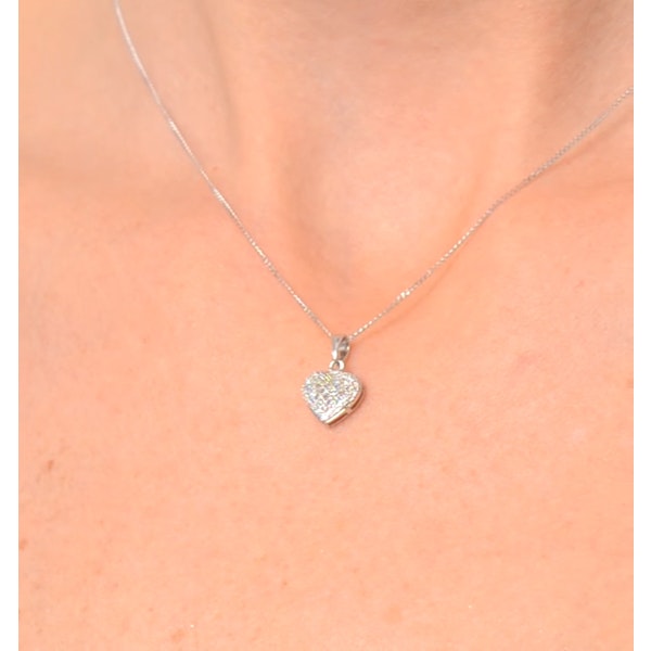 Heart Pendant Necklace 0.09ct Diamond 9K White Gold - Image 4