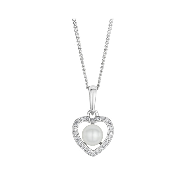Stellato Pearl and Diamond Pendant Necklace 0.06ct in 9K White Gold - Image 1