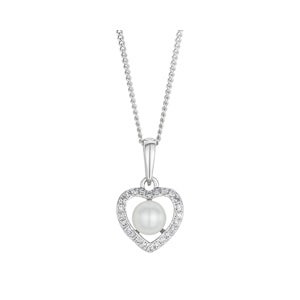 Stellato Pearl and Diamond Pendant Necklace 0.06ct in 9K White Gold