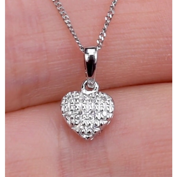 Stellato Diamond Heart Pendant Necklace 0.04ct in 9K White Gold - Image 3