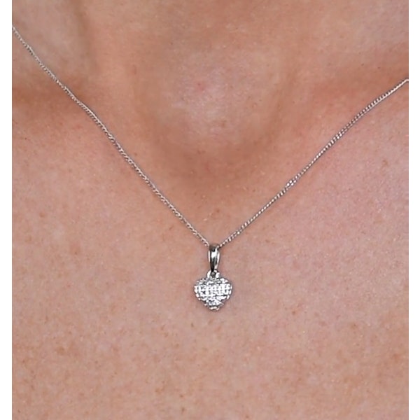Stellato Diamond Heart Pendant Necklace 0.04ct in 9K White Gold - Image 4