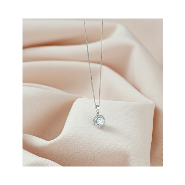 0.38ct Aquamarine and Diamond Stellato Necklace in 9K White Gold - Image 4