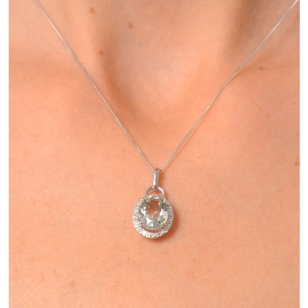Aquamarine 2.69ct And Diamond 9K White Gold Pendant Necklace - Image 4