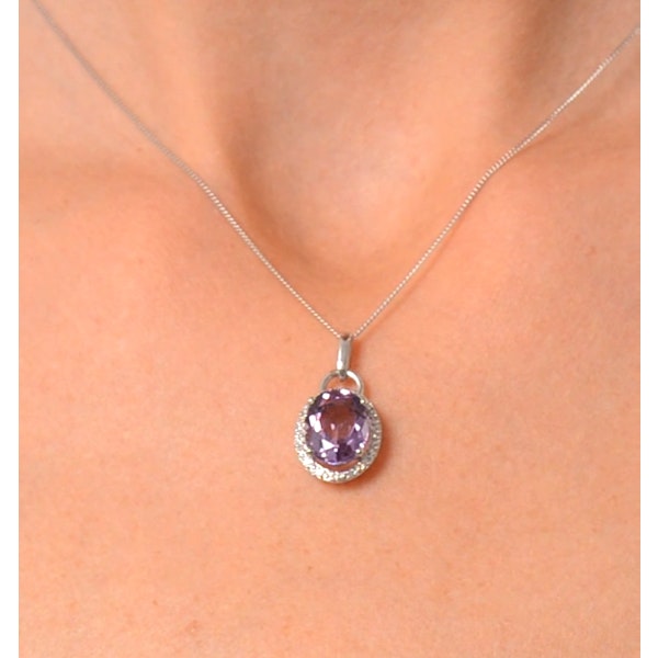 Amethyst 2.34CT And Diamond 9K White Gold Pendant Necklace - Image 4