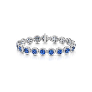 Sapphire and Lab Diamond Halo Bracelet in 9K White Gold Bracelet