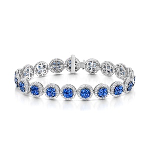 Diamond Halo and Sapphire Bracelet in 18K White Gold Bracelet J3357W