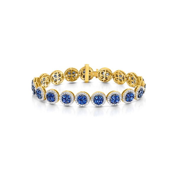 Sapphire and Lab Diamond Halo Bracelet in 9K Gold Bracelet - Image 1
