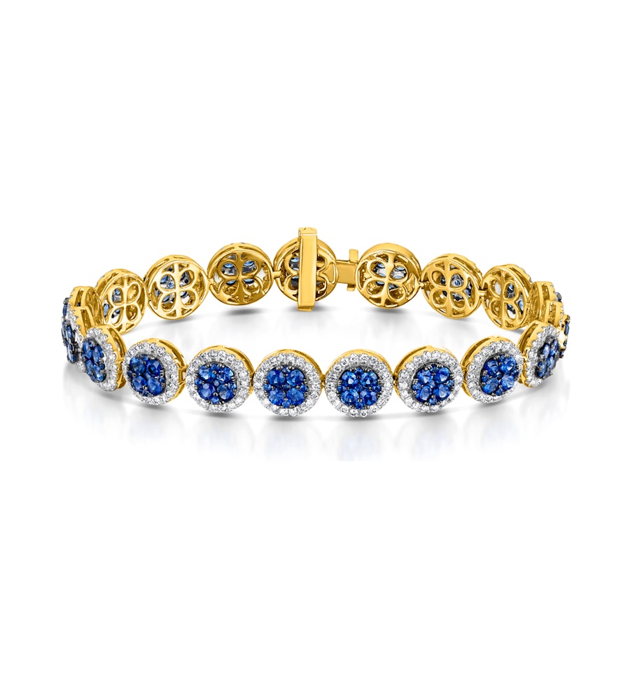 Sapphire bracelet Diamond Halo and Sapphire Bracelet Set in 18K Gold Bracelet J3357