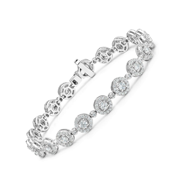 Diamond Halo Bracelet 3.75ct in 18K White Gold - Asteria Collection - Image 3