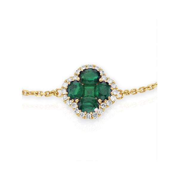 Emerald 1.01ct And Diamond 18K Yellow Gold Alegria Bracelet - Image 2