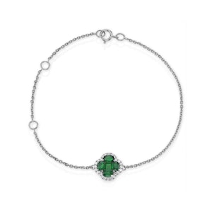Emerald 1.01ct And Diamond 18K White Gold Alegria Bracelet