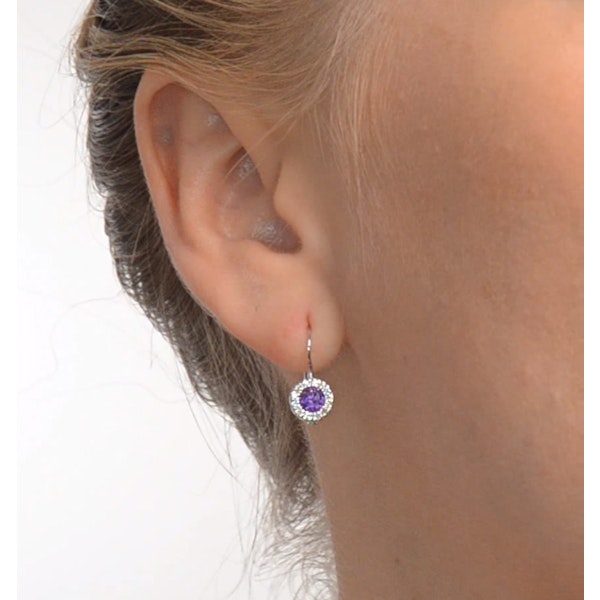 Amethyst 0.57CT And Diamond 9K White Gold Earrings - Image 4