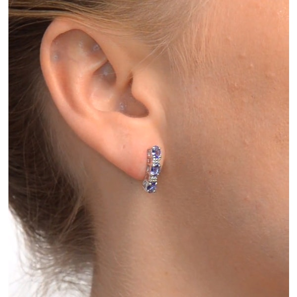 Tanzanite 1.02CT And Diamond 9K White Gold Earrings - Image 4