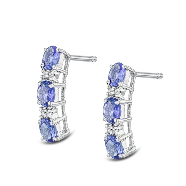 Tanzanite 1.02CT And Diamond 925 Sterling Silver Earrings - Image 2